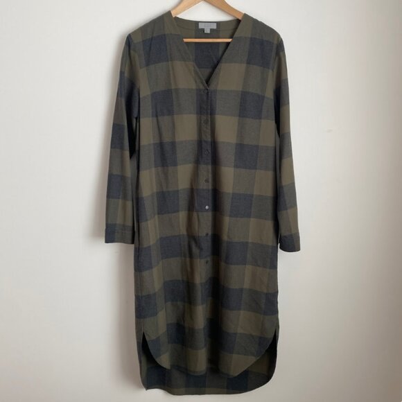 COS Shirt Dress Midi Checks 100% Cotton Lagenlook Size 12 - Picture 3 of 11
